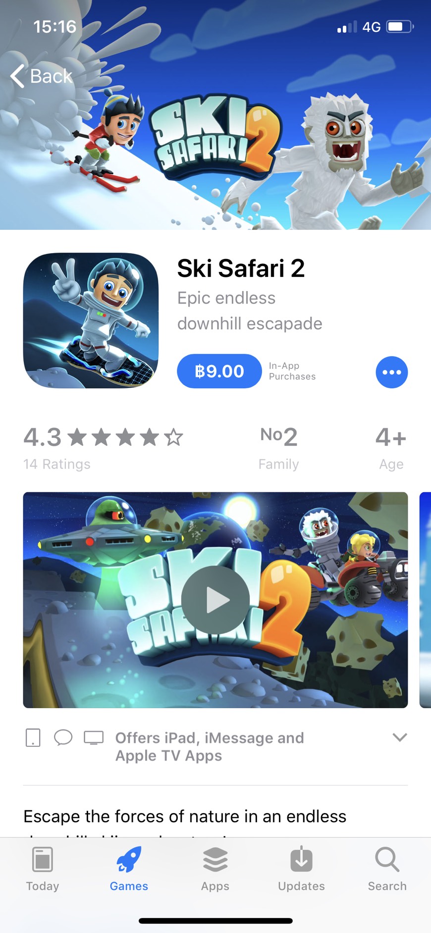 เกมไอโฟน Ski Safari 2